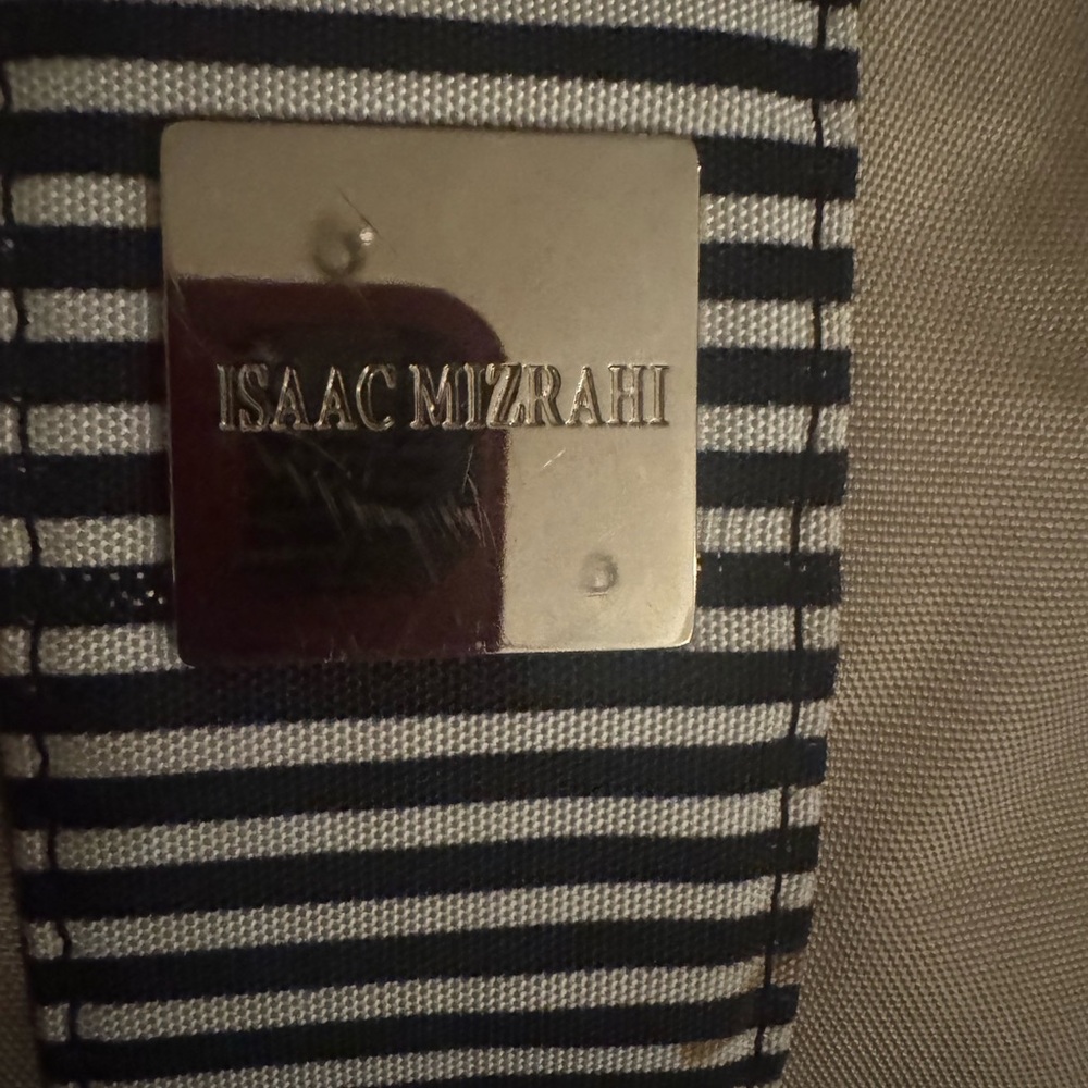 Isaac Mizrahi Black and White Striped Tote - Picture 2 of 4